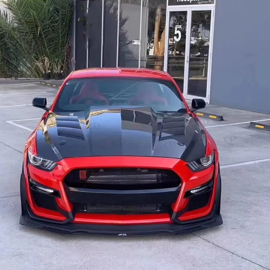 AC Style Front Hood for  Mustang 2015-2017 Carbon Fiber Body Kits Front Engine Hoods Bonnet Cover Car Bodykit